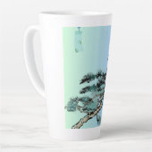Elegant Magpie Bird Bonsai Latte Coffee Mug カフェラテマグ (左アングル)