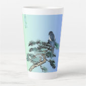 Elegant Magpie Bird Bonsai Latte Coffee Mug カフェラテマグ (正面)