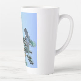 Elegant Magpie Bird Bonsai Latte Coffee Mug カフェラテマグ