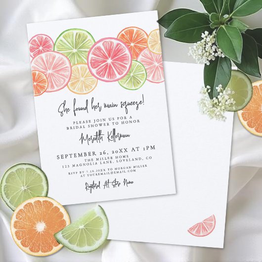 Elegant Main Squeeze Citrus Bridal Shower 招待状