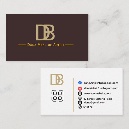 Elegant Makeup Artist Business Card 名刺 (正面/裏面)