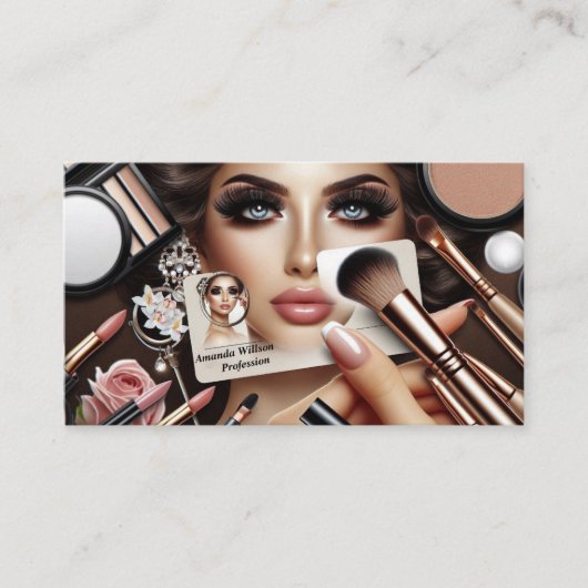 Elegant Makeup Artist Business Card 名刺 (正面)