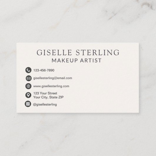 Elegant Makeup Artist Neutral Beige Script 名刺 (裏面)