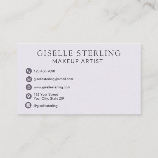 Elegant Makeup Artist Purple Lilac Script  名刺 (裏面)