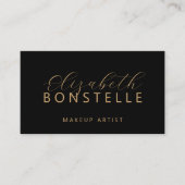 Elegant Makeup Artist QR Code Black Gold 名刺 (正面)