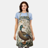 Elegant Mallard Duck William Morris Inspired  エプロン (着用した状態)