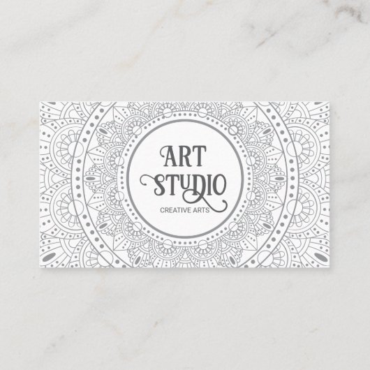 Elegant Mandala Art Studio White Creative 名刺 (裏面)