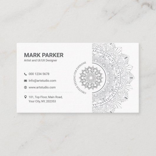 Elegant Mandala Art Studio White Creative 名刺 (正面)