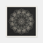 Elegant Mandala Boho Chic Indian Black Wedding スタンダードカクテルナプキン (正面)
