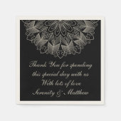 Elegant Mandala Boho Chic Indian Black Wedding スタンダードカクテルナプキン (正面)