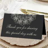 Elegant Mandala Boho Chic Indian Black Wedding プレイスカード