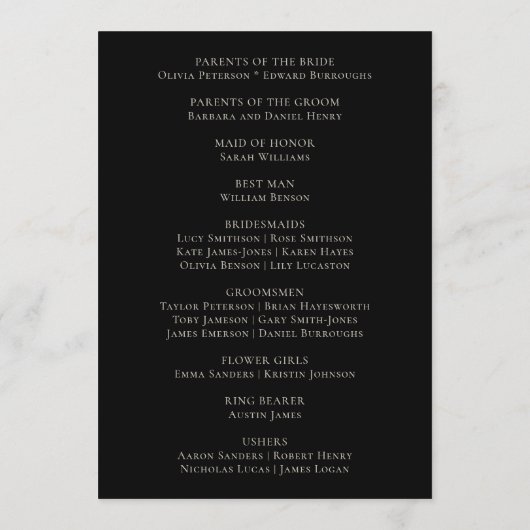 Elegant Mandala Indian Black Boho Wedding Program プログラム (裏面)