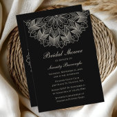 Elegant Mandala Indian Boho Black Bridal Shower 招待状