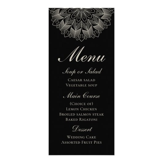 Elegant Mandala Indian Boho Black Wedding Men ラックカード (正面)