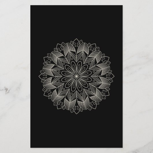 Elegant Mandala Indian Boho Black Wedding Menu (裏面)