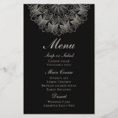 Elegant Mandala Indian Boho Black Wedding Menu (正面)