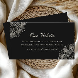 Elegant Mandala Indian Boho Black Wedding Website エンクロージャーカード