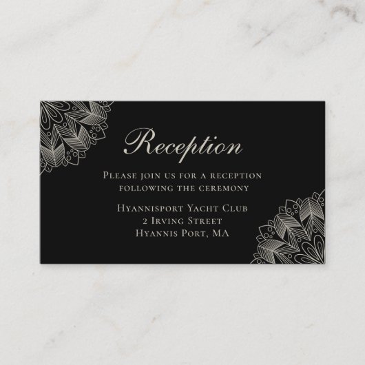Elegant Mandala Indian Boho Chic Black Wedding エンクロージャーカード (正面)