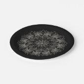 Elegant Mandala Indian Boho Chic Black Wedding ペーパープレート (アングル)