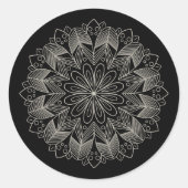 Elegant Mandala Indian Boho Chic Black Wedding ラウンドシール (正面)