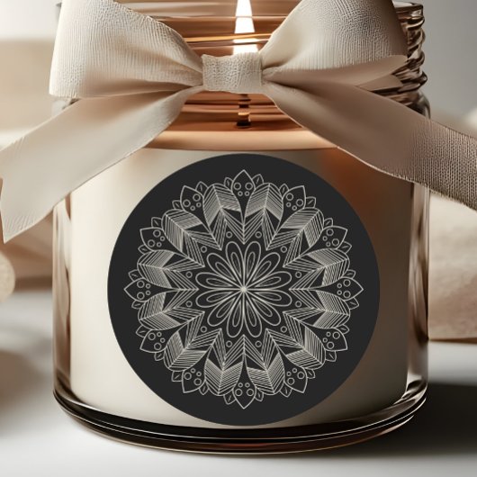 Elegant Mandala Indian Boho Chic Black Wedding ラウンドシール