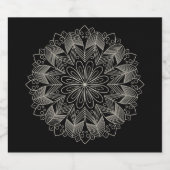 Elegant Mandala Indian Boho Chic Black Wedding リキュールボトルラベル (シングルラベル)