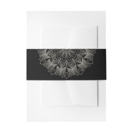 Elegant Mandala Indian Boho Chic Black Wedding 招待状ベリーバンド