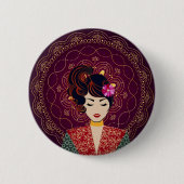 Elegant Mandala Woman Art Button 缶バッジ (正面)