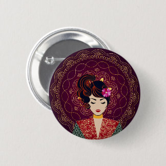 Elegant Mandala Woman Art Button 缶バッジ