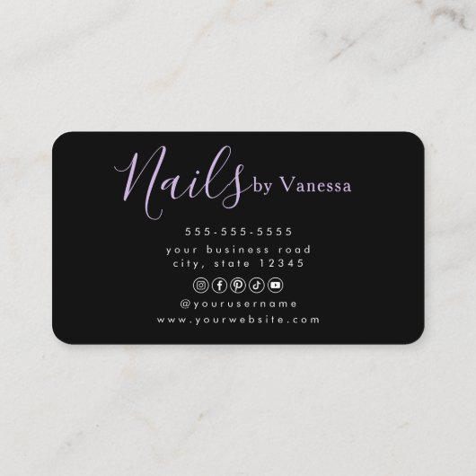 Elegant Manicurist Nail Technician Luxury Salon 名刺 (裏面)