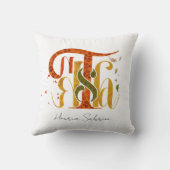 Elegant Manuscript Thanks Autumn Fall Foliage クッション (裏面)