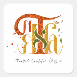 Elegant Manuscript Thanks Autumn Fall Foliage スクエアシール