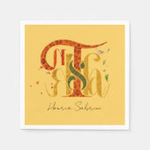 Elegant Manuscript Thanks Autumn Fall Foliage スタンダードカクテルナプキン (正面)