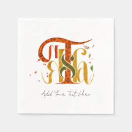 Elegant Manuscript Thanks Autumn Fall Foliage スタンダードカクテルナプキン