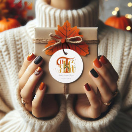 Elegant Manuscript Thanks Autumn Fall Foliage フェイバータグ
