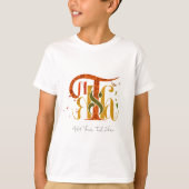 Elegant Manuscript Thanks Autumn Fall Foliage Kids Tシャツ (正面)