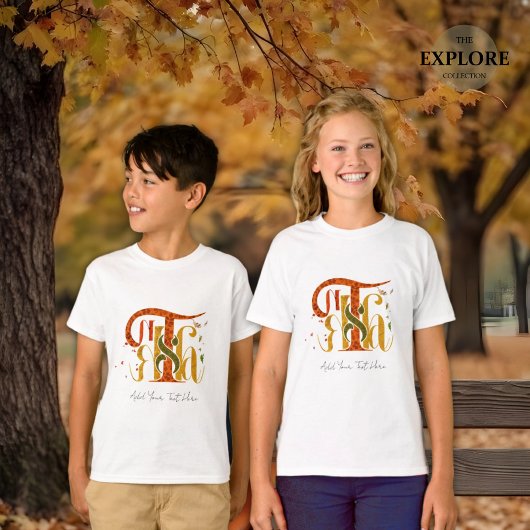 Elegant Manuscript Thanks Autumn Fall Foliage Kids Tシャツ