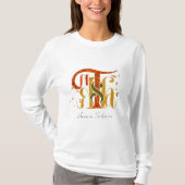 Elegant Manuscript Thanks Autumn Fall Foliage Tシャツ (正面)