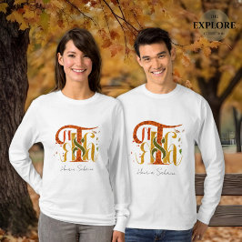 Elegant Manuscript Thanks Autumn Fall Foliage Tシャツ