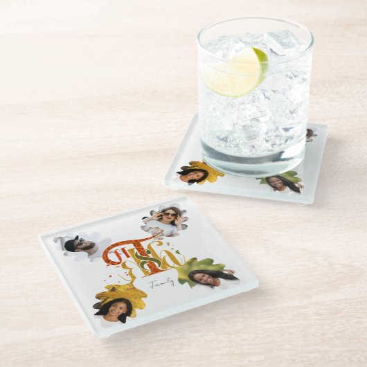 Elegant Manuscript Thanks Autumn Foliage Photos  ガラスコースター (アングル)