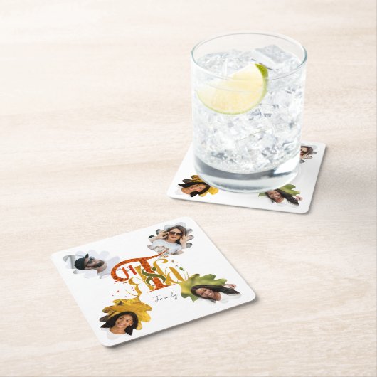 Elegant Manuscript Thanks Autumn Foliage Photos スクエアペーパーコースター (インサイチュ)