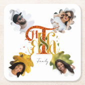 Elegant Manuscript Thanks Autumn Foliage Photos スクエアペーパーコースター (正面)