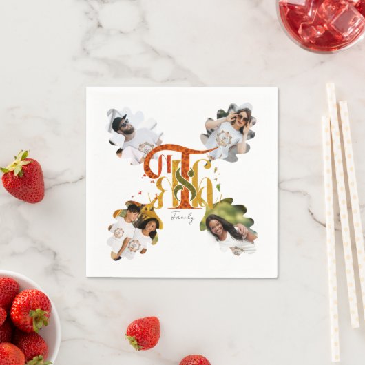 Elegant Manuscript Thanks Autumn Foliage Photos スタンダードカクテルナプキン (インサイチュ)