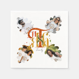 Elegant Manuscript Thanks Autumn Foliage Photos スタンダードカクテルナプキン