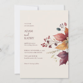 Elegant Maple Leaf Fall Wedding Invitation 招待状