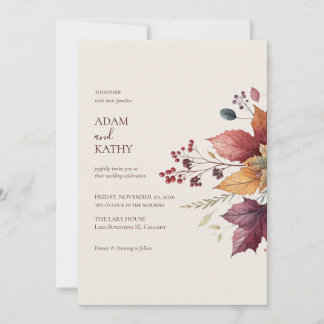 Elegant Maple Leaf Fall Wedding Invitation 招待状