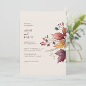 Elegant Maple Leaf Fall Wedding Invitation 招待状 (スタンド正面)