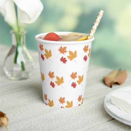 Elegant Maple Leaf Pattern Paper Cup 紙コップ (インサイチュ)