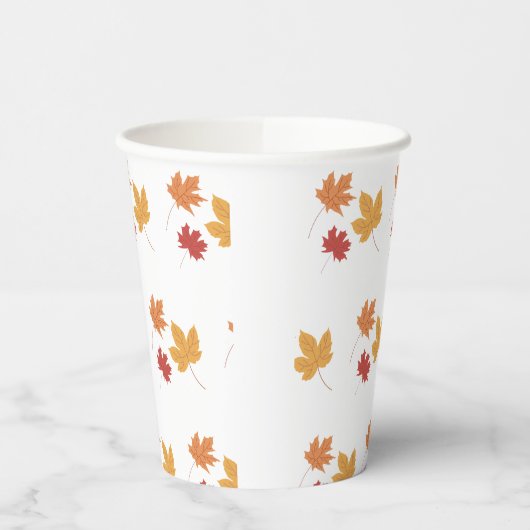 Elegant Maple Leaf Pattern Paper Cup 紙コップ (左)