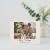 Elegant Marble 4 Photo Christmas Card シーズンポストカード (スタンド正面)